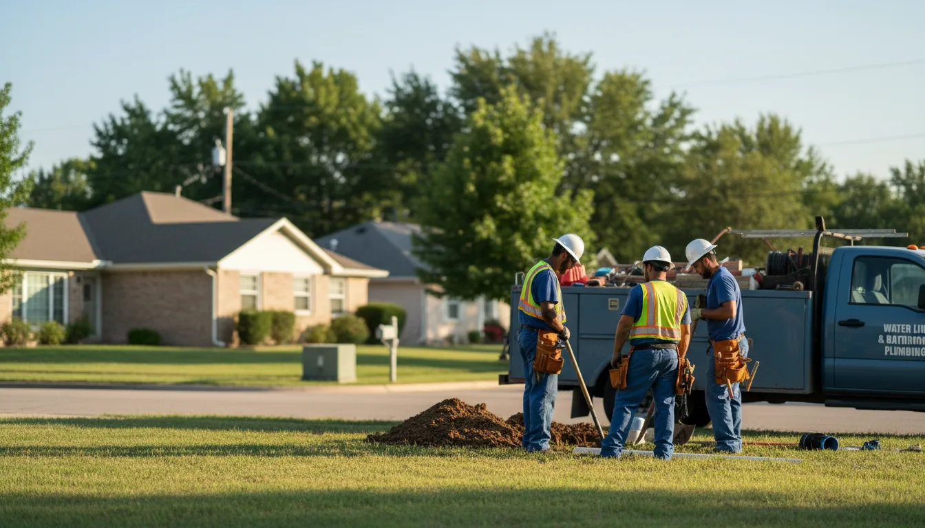 Residential water line and bathroom plumbing service in Castle, OK